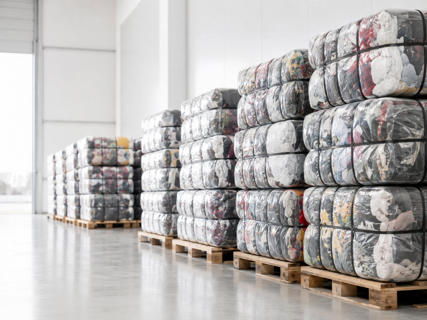 Wholesale used clothing bales in warehouse